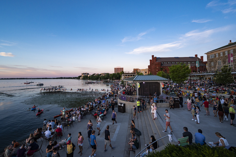 Overhead view of the Memorial Union Terrace